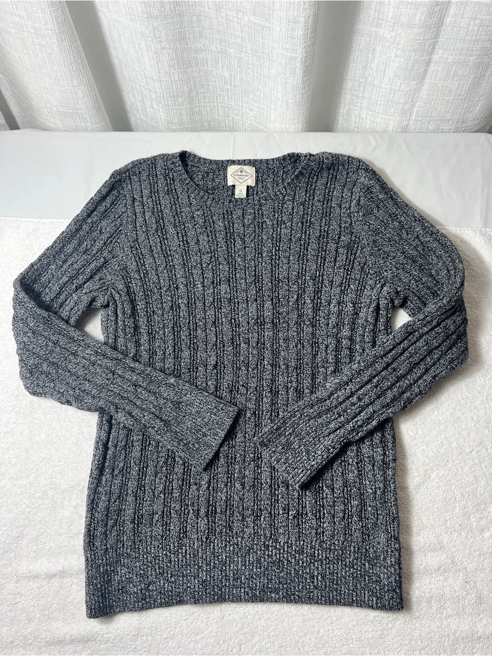St. John's Bay Men's Ribbed Crewneck Sweater in Charcoal Gray SIZE LG